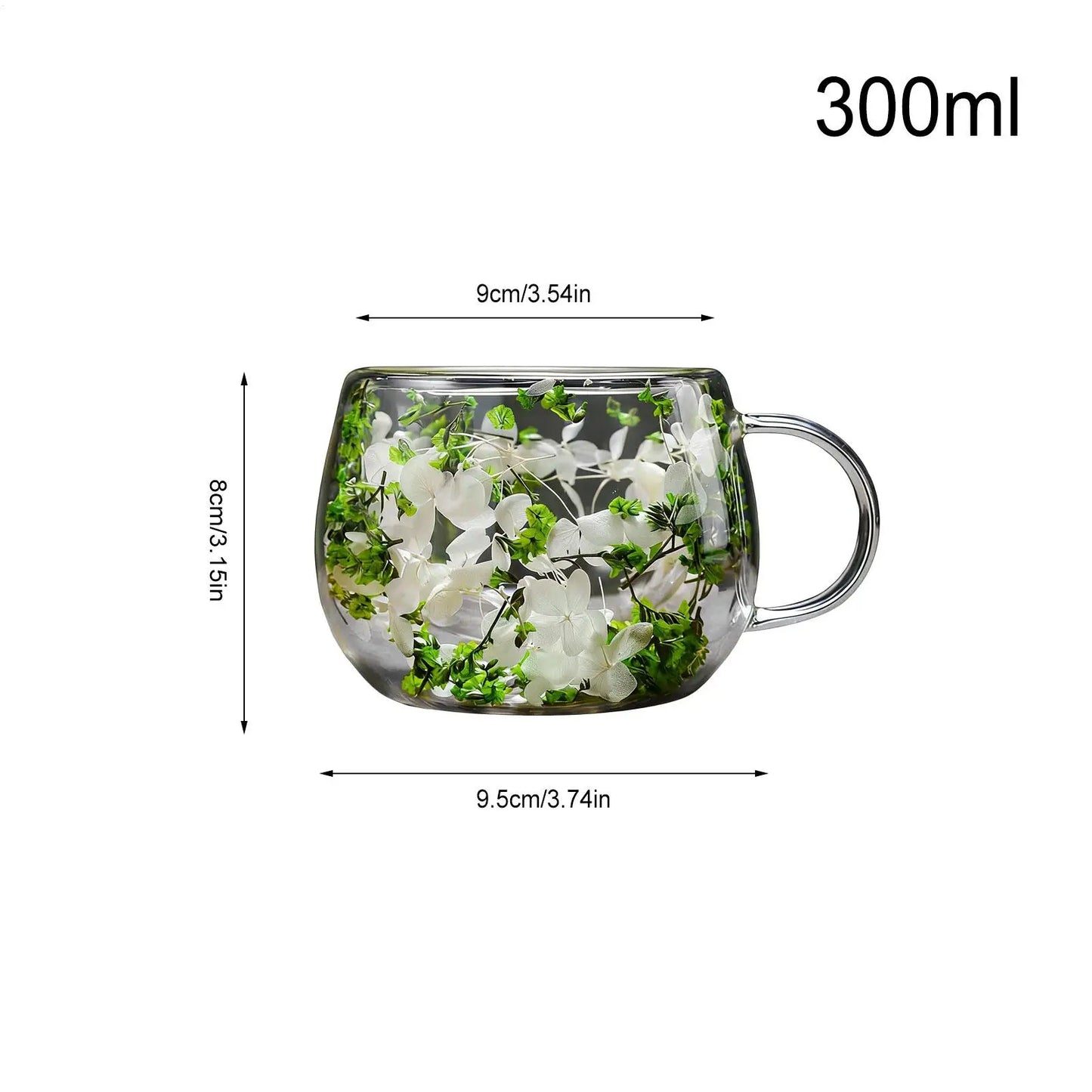 Dried Flower Coffee Mugs Double Wall Drinkware Glass Drinking Cups Coffee Mug for Home Living Room Kitchen Apartment