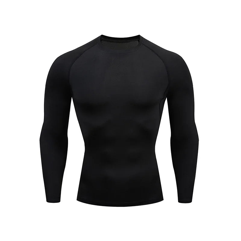 Sport T-Shirt Herren Kompressions Laufshirt Elastisches Langarm Fitness Sport-Top Gym Workout Unterhemd Sportbekleidung
