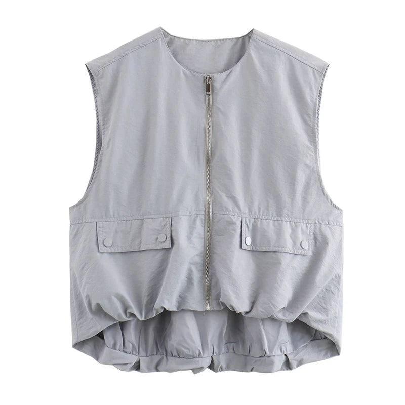 DUOPERI Damen Mode Lockere Ärmellose Weste O-Ausschnitt Weibliche Schicke Freizeit-Oberteile Tank-Top