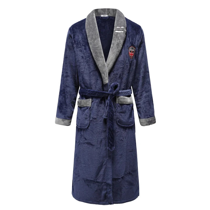Peignoir Homme Polaire Épais Chaud Coral Fleece Flanelle Vêtement de Nuit Robe de Chambre Lingerie D'intérieur Vêtement D'intérieur Ample Peignoir