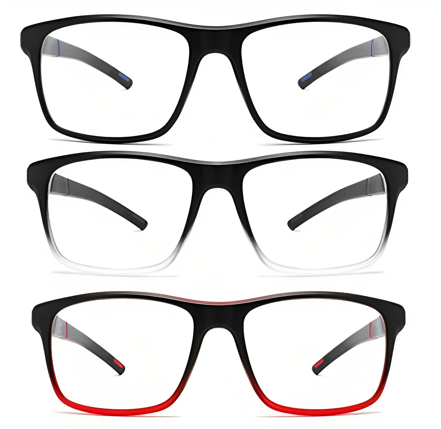 3-Pack Men's Blue Light Blocking Reading Glasses, Classic Square Frame Anti-Fatigue Computer Reader Eyeglasses