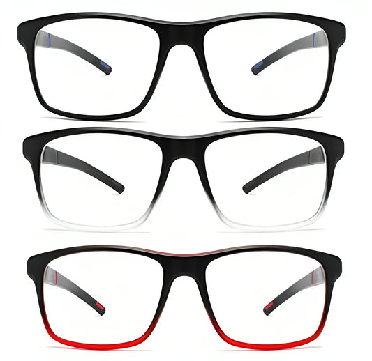 3-Pack Men's Blue Light Blocking Reading Glasses, Classic Square Frame Anti-Fatigue Computer Reader Eyeglasses