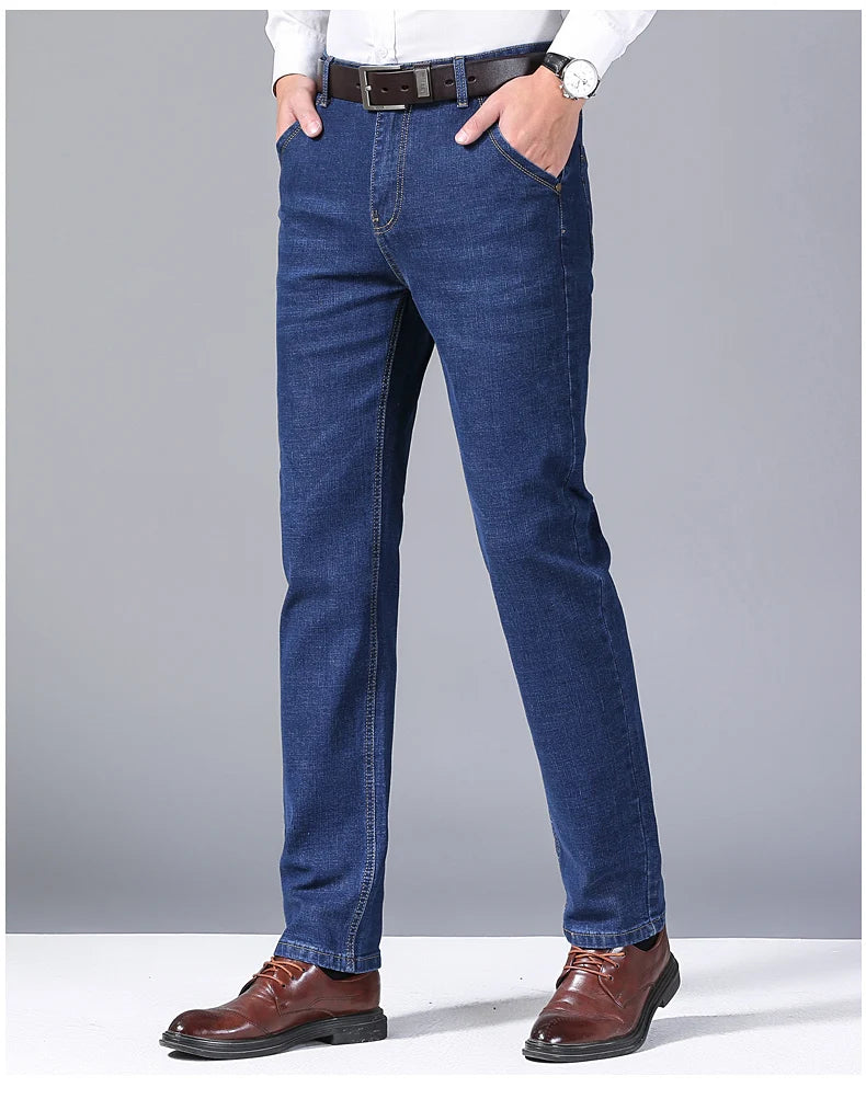 Nouveau Jean Slim extensible classique décontracté pour Homme 2024, Pantalon en Jean de Marque pour Homme, Noir Bleu