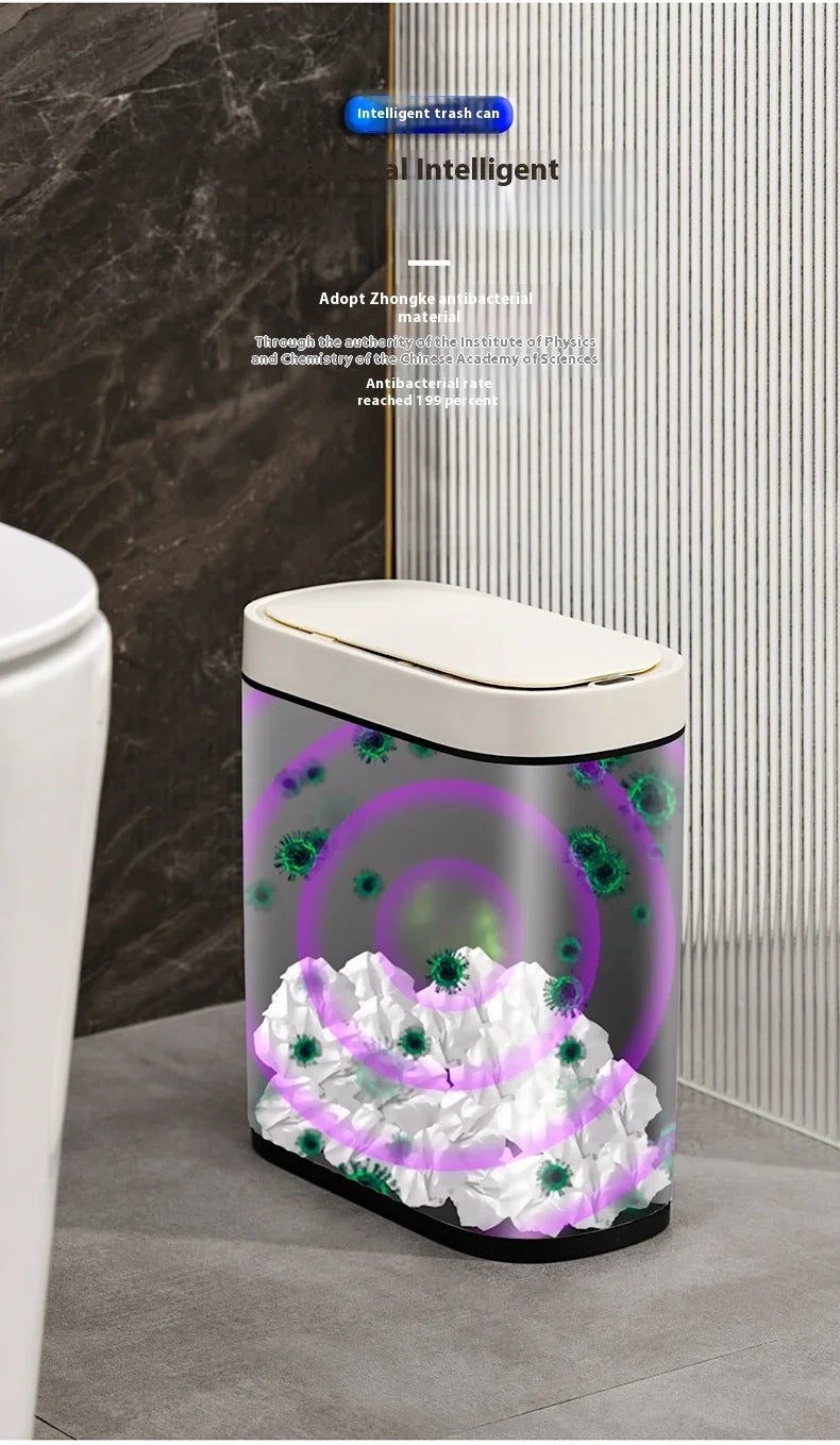 Intelligenter Sensor-Mülleimer Haushalt Leicht Luxuriöser Automatischer WC-Mülleimer Schmaler Schlitz mit Deckel Elektrischer Mülleimer