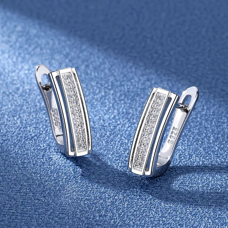 Ohrringe aus 925er Sterlingsilber, Schmuck, hochwertige Retro-Ohrringe mit einfachem Muster, lila-weiße Zirkon-Ohrringe, Bestseller