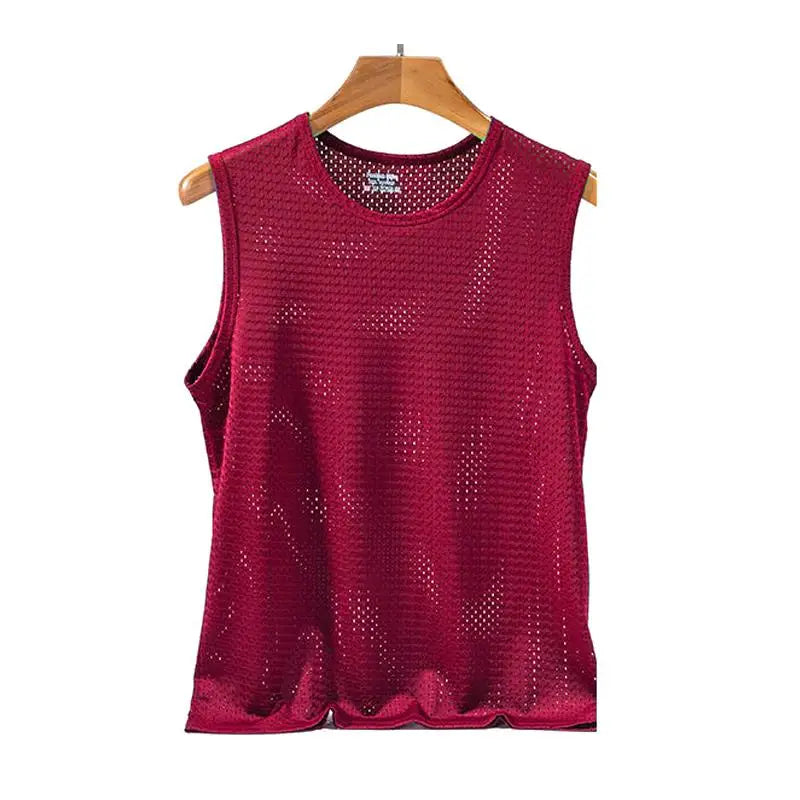 Débardeurs en maille de soie glacée pour hommes, séchage rapide, respirant, gilet, musculation, t-shirt sans manches, t-shirts de sport, débardeurs musculation
