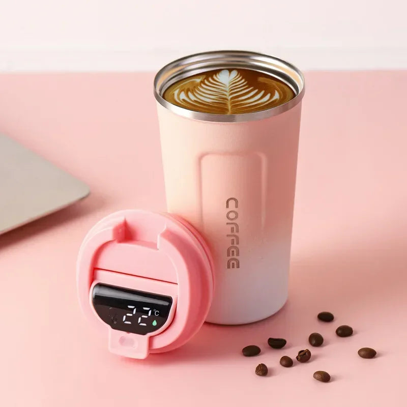 Tasse à café Thermos 380/510 ml en acier inoxydable avec affichage de la température, bouteille d'eau isolée, flasque sous vide.