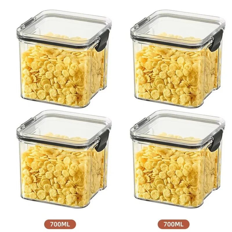 Bocaux scellés de 460 à 1800 ml, organisateur de cuisine pour le stockage des céréales, grand réservoir en plastique, boîte de rangement étanche à l'humidité, bocaux à condiments ménagers