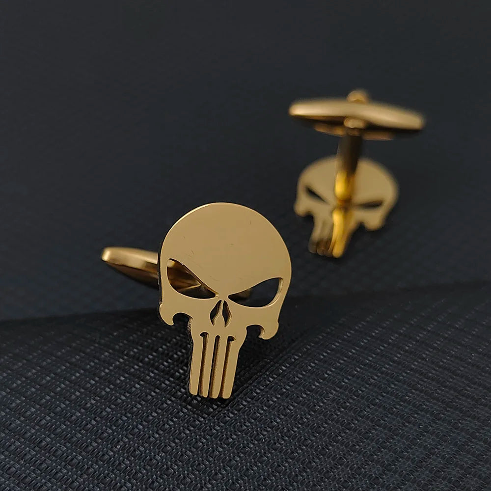 Manschettenknöpfe aus Edelstahl mit Totenkopf, Spinne, Fledermaus, Herren-Hemdknöpfe, Krawatten für Herrenkleidung, dekorative Punk-dunkle Manschettenknöpfe, Schmuckgeschenk