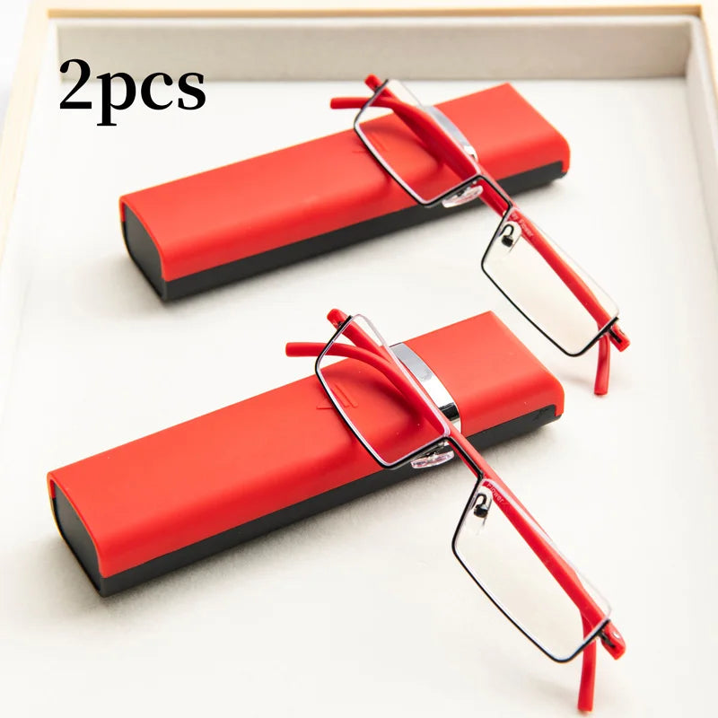 Lot de 2 lunettes de lecture anti-lumière bleue ultra-légères en TR90, lunettes de presbytie de sport pour femmes et hommes, pour la vue de loin, avec étui +1,2