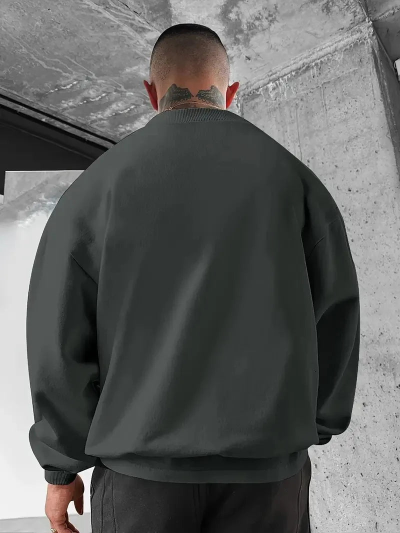 The new men's round-neck sweatshirt for Spring and Autumn 2025 features a casual fashionable and comfortable 3D pattern print