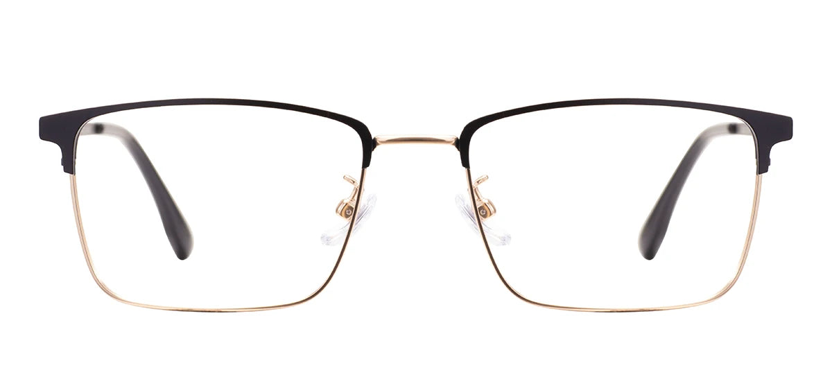 Monture de lunettes rectangulaires confortables en métal avec barre supérieure, pour hommes d'affaires, avec monture complète, pour verres correcteurs optiques
