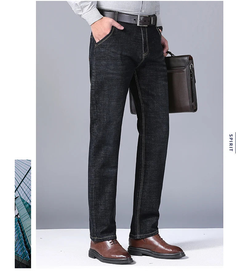 Nouveau Jean Slim extensible classique décontracté pour Homme 2024, Pantalon en Jean de Marque pour Homme, Noir Bleu