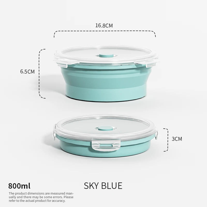 Boîtes de Conservation Alimentaire Pliables Boîte à Repas en Silicone avec Couvercle Bols Alimentaires Boîte à Repas Empilable pour Cuisine et Congélateur