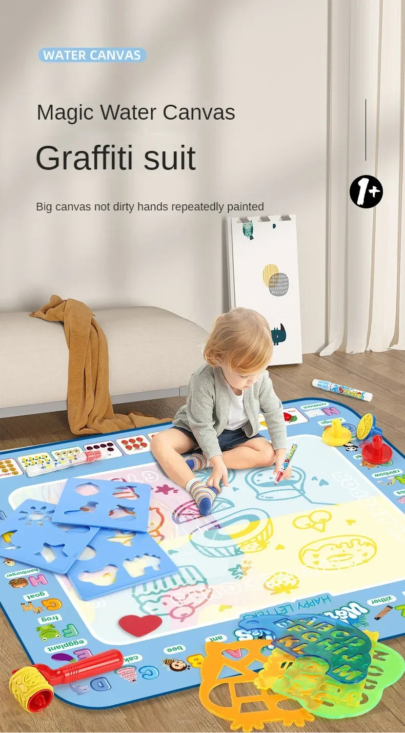 100x80CM Zauberwasser-Zeichenmatte Malen Doodle mit wiederverwendbaren Zauberstiften Montessori Malbrett Lernspielzeug Kindergeschenke