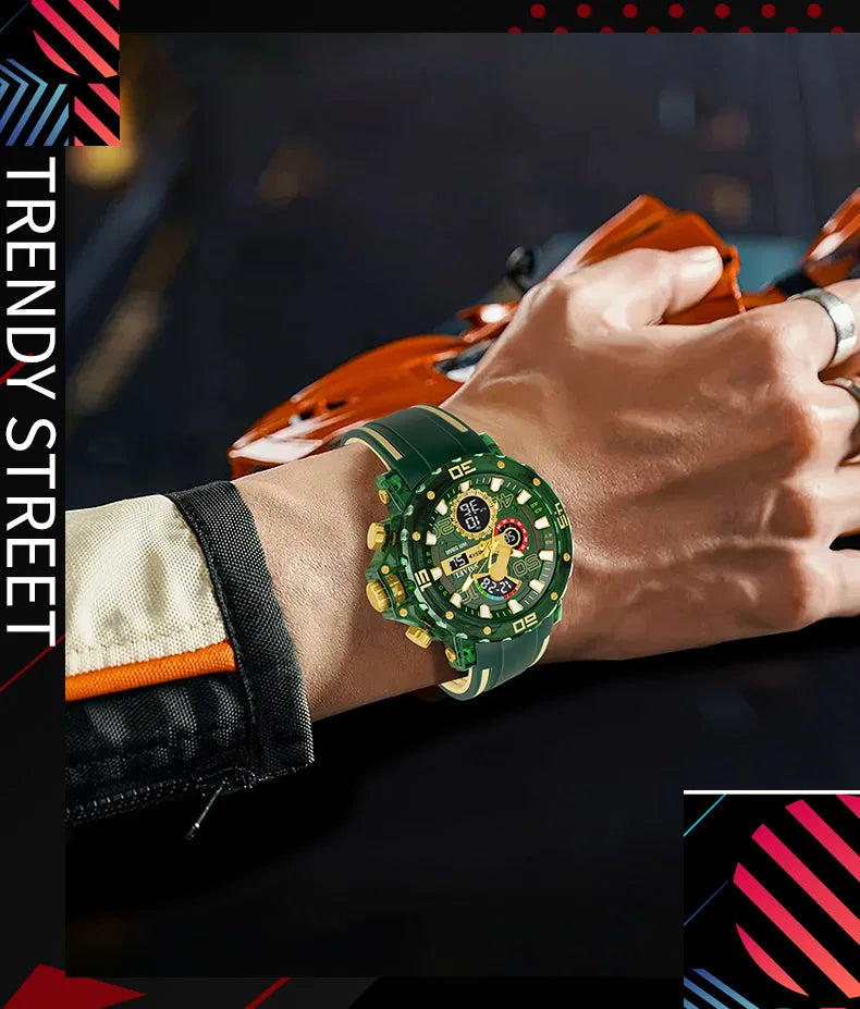 Montres Militaires Hommes Montre 2025 Nouvelle 50M Étanche Chronomètre Alarme Lumière LED Montres Digitales 8136 Montre Sport Homme