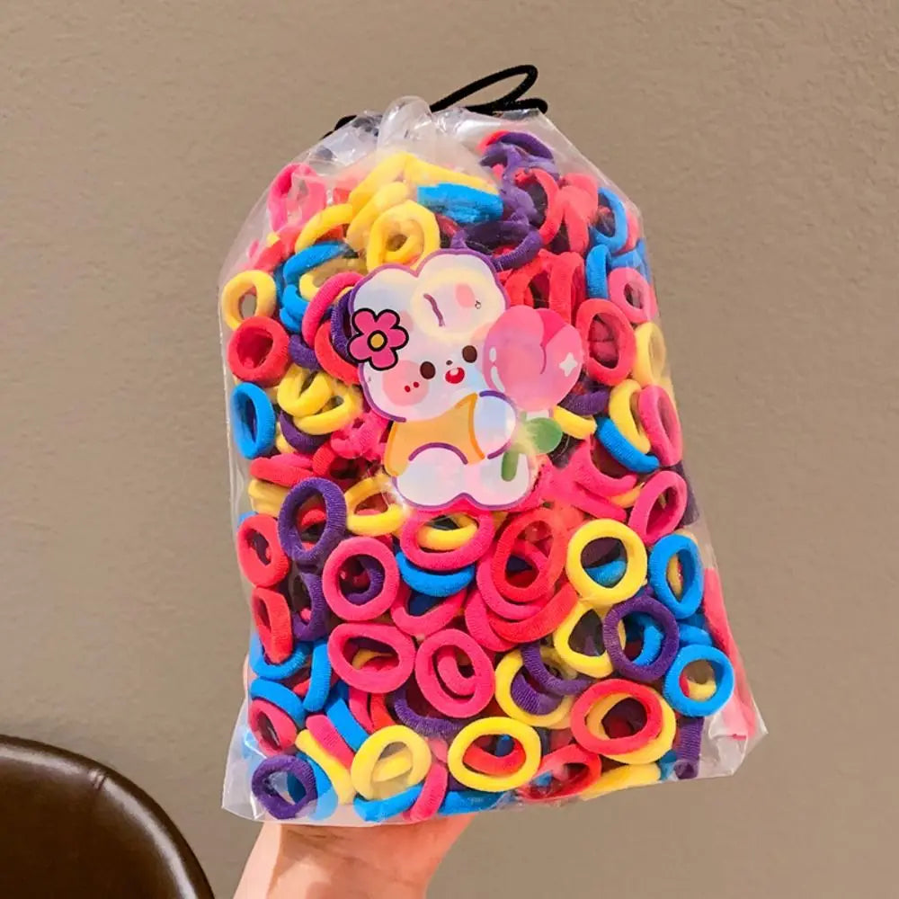 Lot de 100 bandeaux pour enfants marron et noir, mini élastiques mignons, corde à cheveux couleur bonbon, anneau à cheveux coréen sans danger, couvre-chef pour enfant