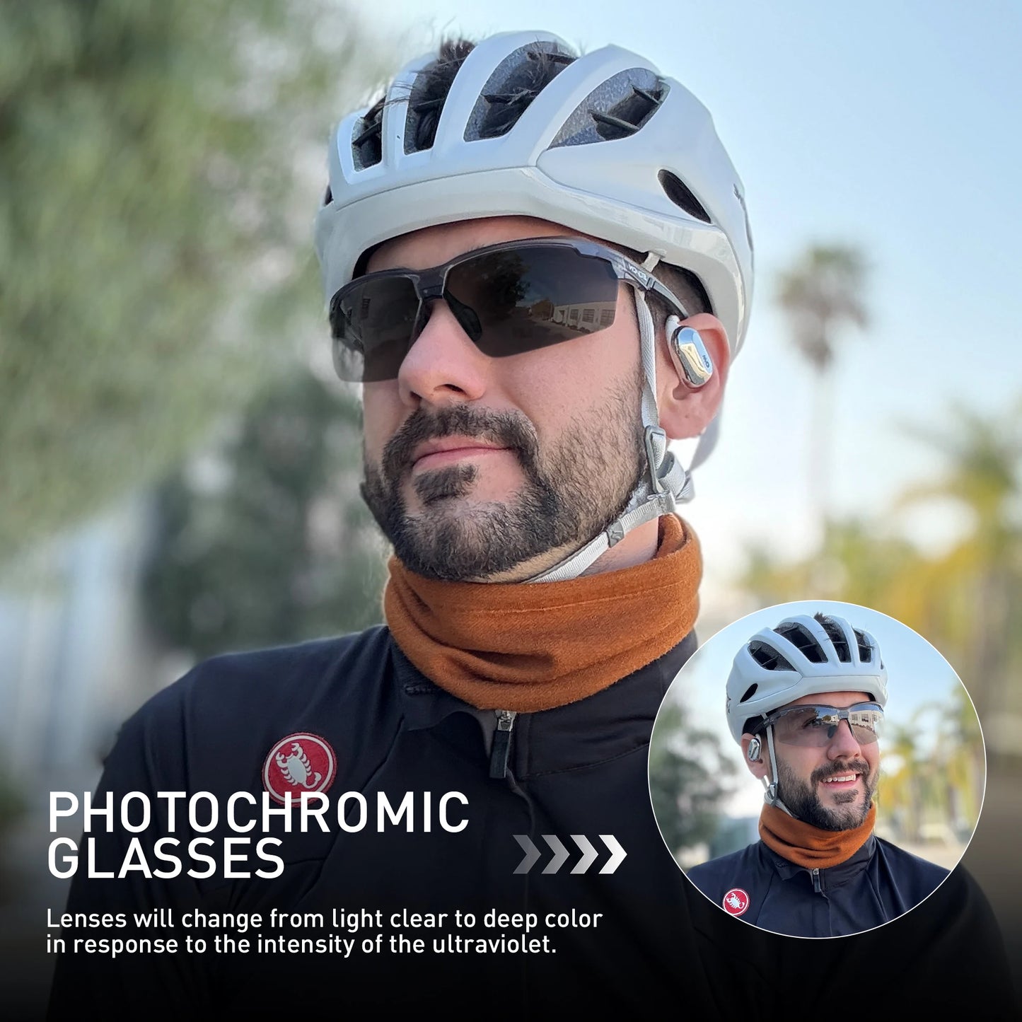 SCVCN Lunettes de soleil photochromiques Cyclisme Vélo VTT Randonnée Golf UV400 Lunettes de sport pour hommes femmes Baseball