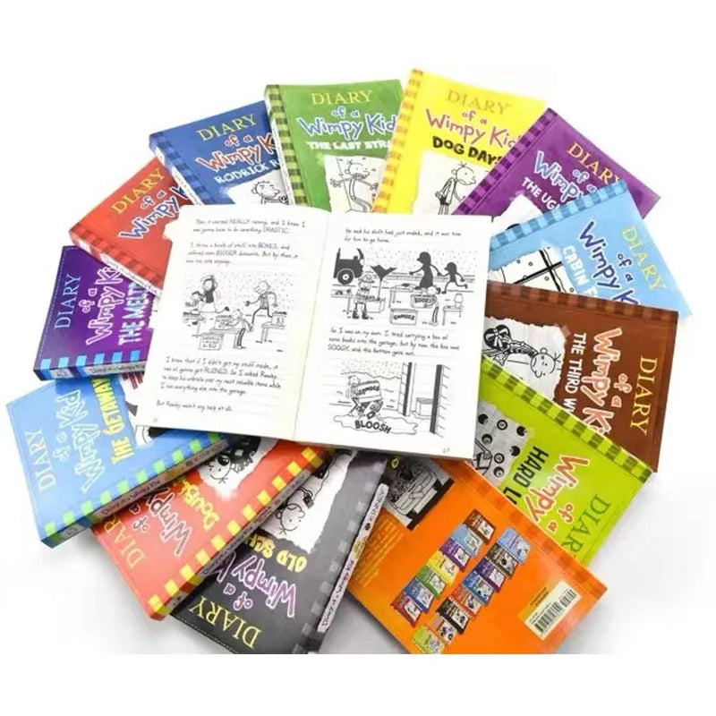 8 Livres/lot 1-8/9-16 Le journal d'un dégonflé en anglais, roman comique, histoire, livre pour enfants, littérature, cadeau