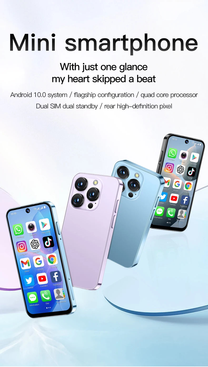 SOYES XS19 Mini Smartphone 3.88 Zoll 2 GB RAM 16 GB ROM Android 10.0 mit Gesichtserkennung Dual SIM Standby 3G-Netzwerk Kleines Telefon