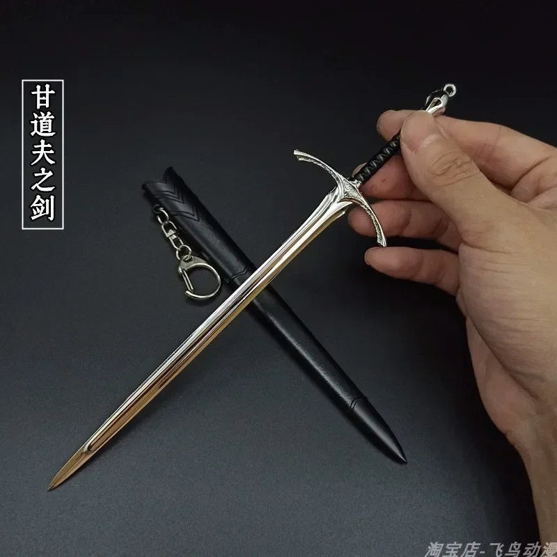 Épée de samouraï Katana en métal de 18-22 cm, arme médiévale Glamdring Aragorn Narthil, seigneur des anneaux, porte-clés, ornements, cadeaux, jouet