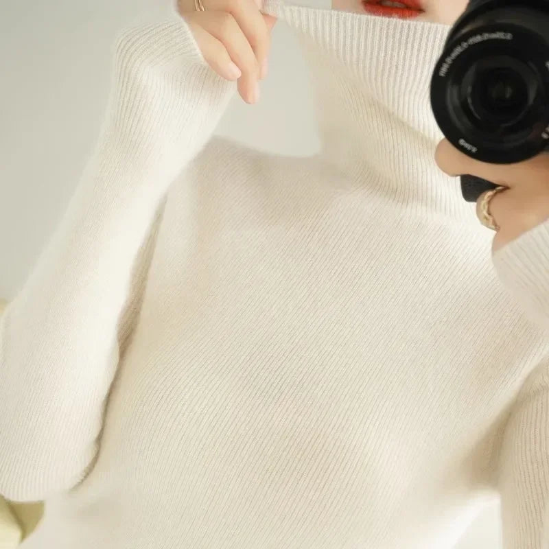 Women Sweater Turtleneck Slim Pullovers Autumn Winter Warm Bottoming Shirts Jumpers Basic High Strecth Korean Knitwear 2026