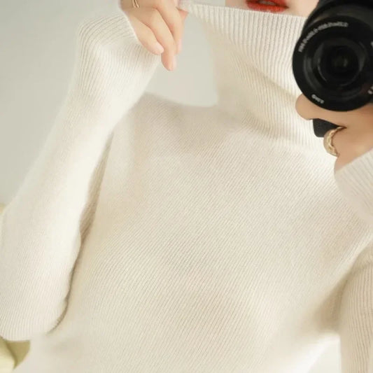 Women Sweater Turtleneck Slim Pullovers Autumn Winter Warm Bottoming Shirts Jumpers Basic High Strecth Korean Knitwear 2026