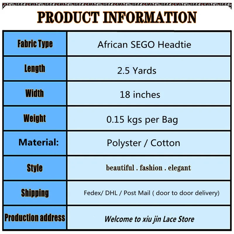 LUXURY 3D Swiss GELE Gandmaster African Multi Sego Headtie 1pcs/Bag, 2025 Nigeria Sego Head Tie Wrapper For Sew Wedding ASO EBI