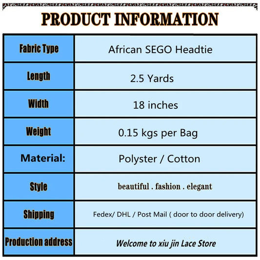 LUXURY 3D Swiss GELE Gandmaster African Multi Sego Headtie 1pcs/Bag, 2025 Nigeria Sego Head Tie Wrapper For Sew Wedding ASO EBI