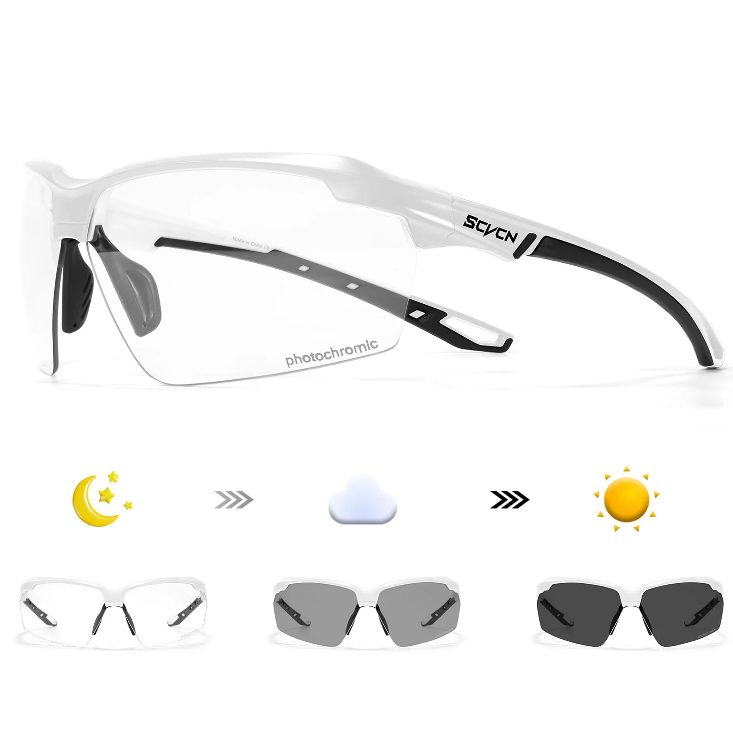 SCVCN Lunettes de soleil photochromiques Cyclisme Vélo VTT Randonnée Golf UV400 Lunettes de sport pour hommes femmes Baseball