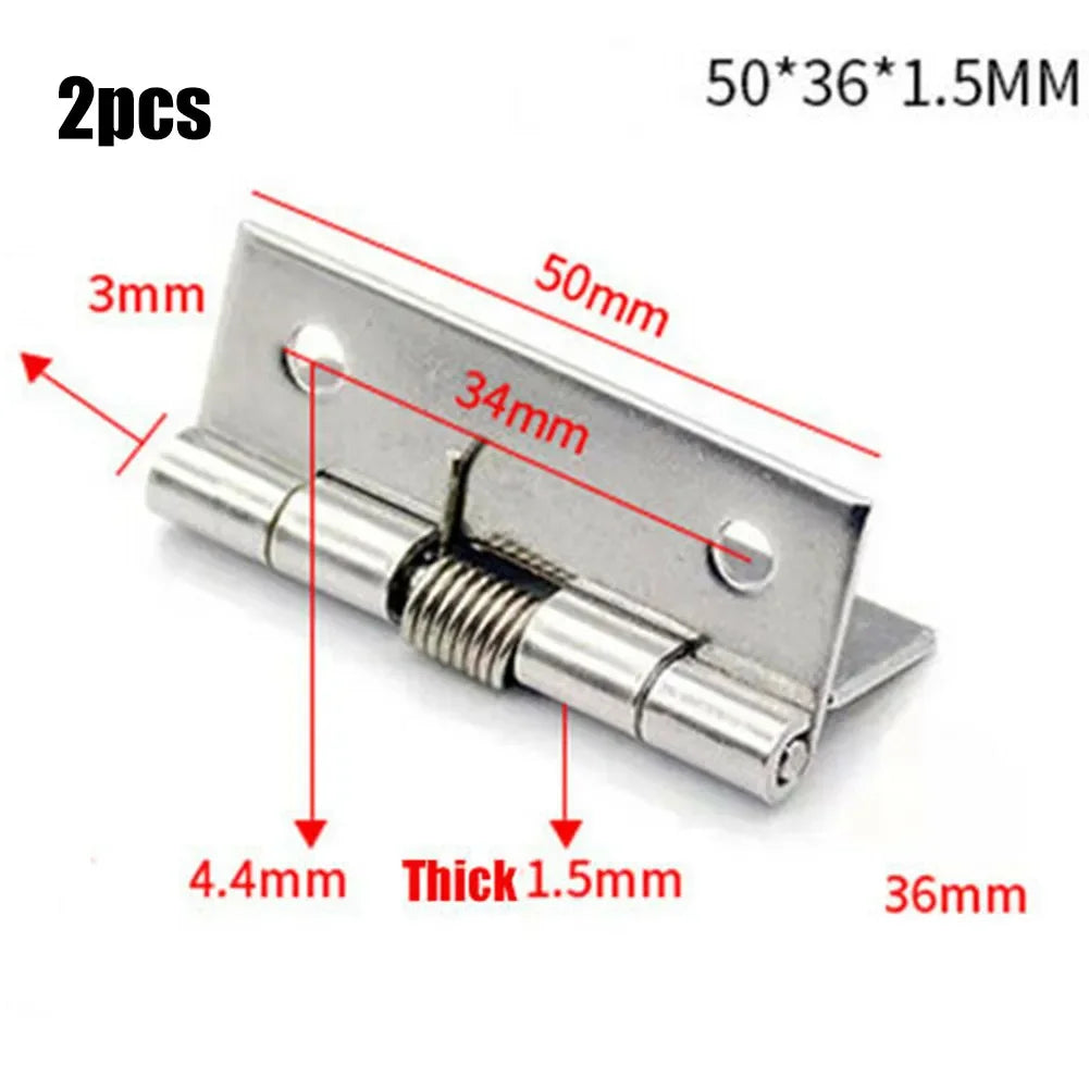 2 charnières à ressort Charnières de porte à fermeture automatique en acier inoxydable 1/1.5/2/2.5/3/4 pouces pour portes, boîtes-cadeaux, armoires