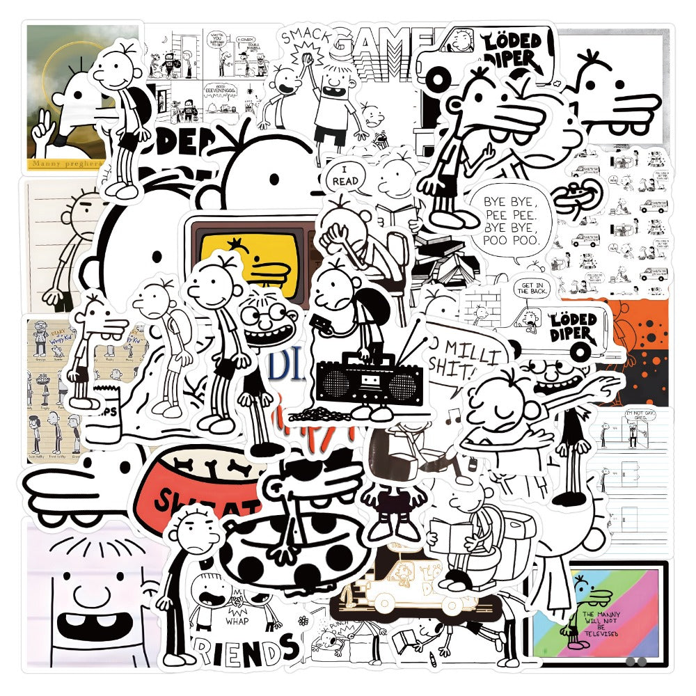 10/50Pcs Cute Diary of A Wimpy Kid PVC Sticker Aesthetic Stationery School Supplies DIY Decoration Korean Scrapbooking for Kids