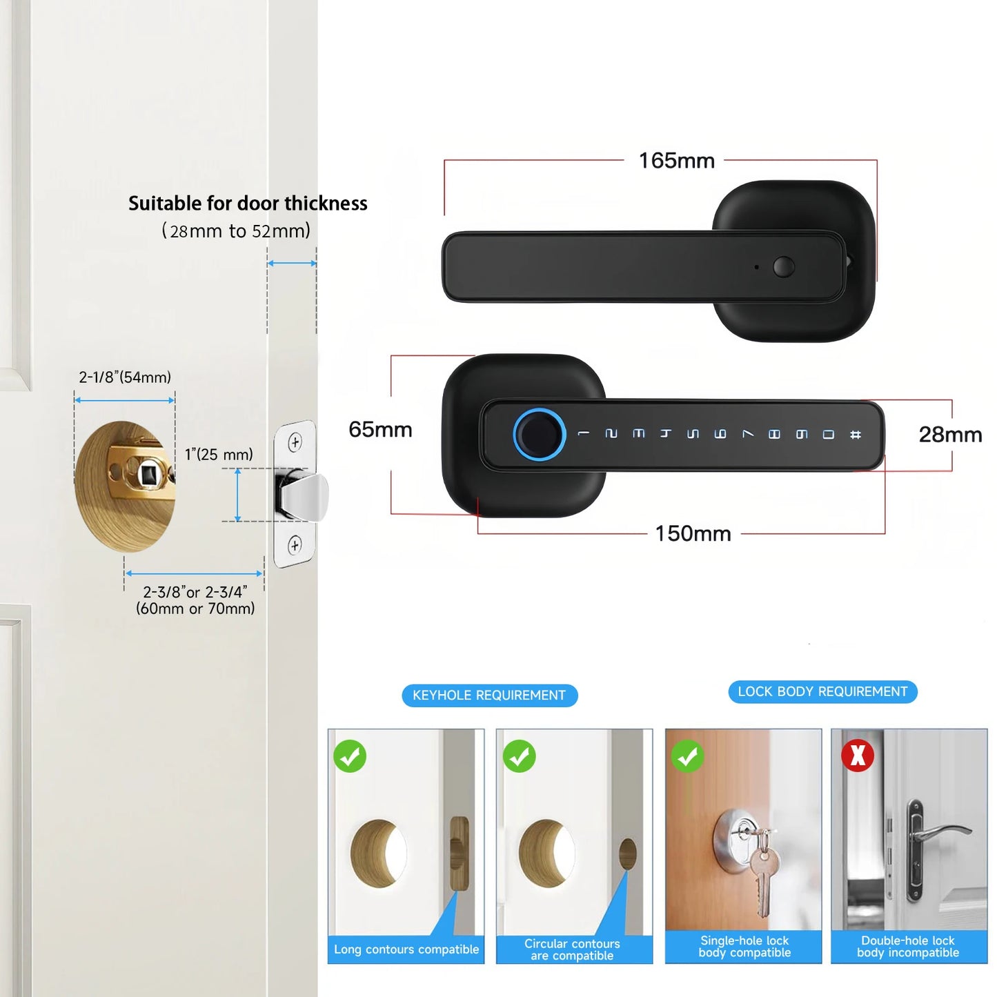 Serrure intelligente CDOK 2025 Nouvelle M6 Tuya Bluetooth, serrure de porte, serrure à empreinte digitale, serrure à mot de passe, méthodes de déverrouillage multiples