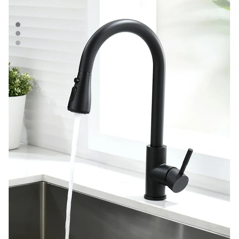 Küchenarmaturen Gebürstet Nickel Ausziehbare Küchenspüle Wasserhahn Deckmontierter Mischbatterie Strahlbrausekopf Heiß Kalt Armaturen Silber