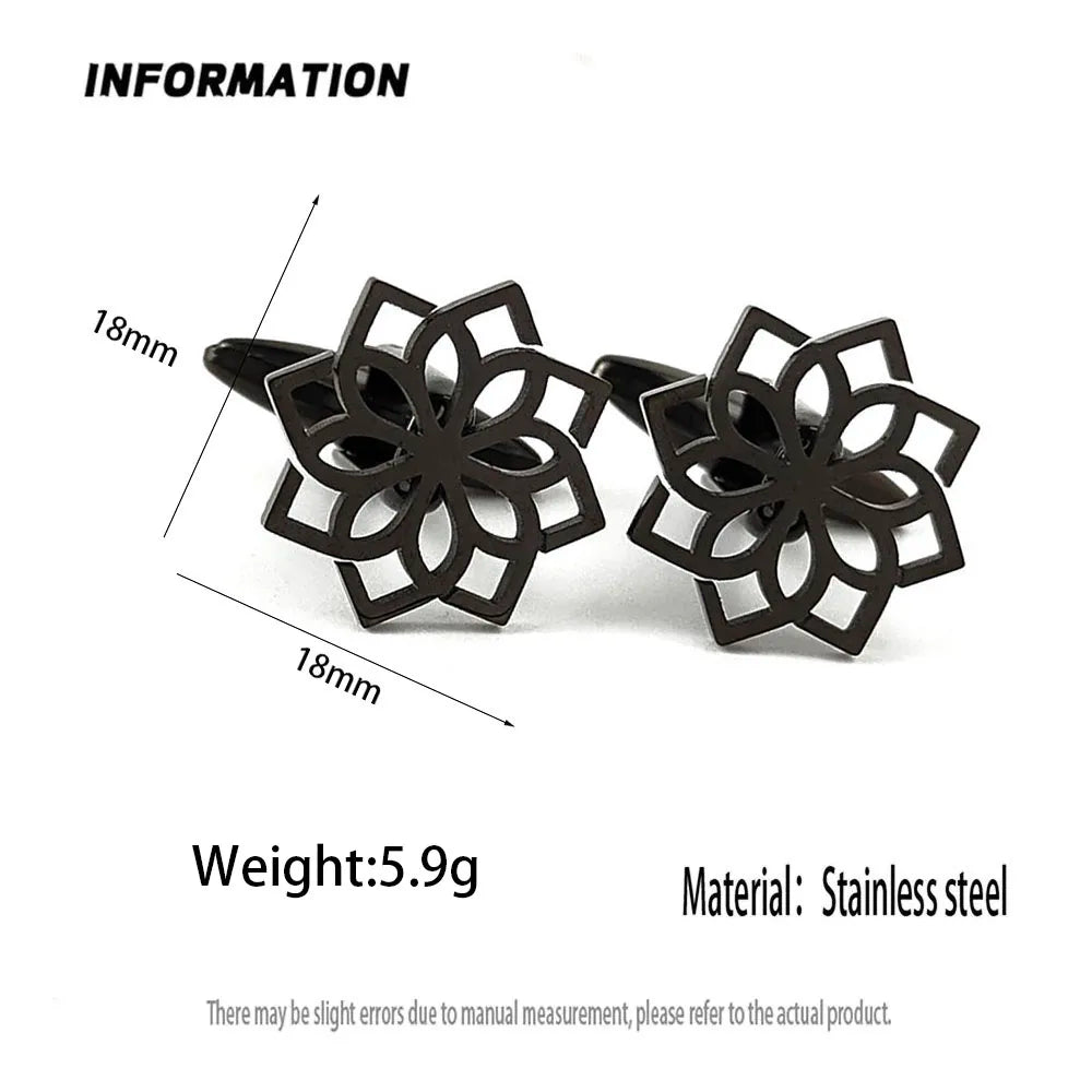 Punk-Stil Blume des Lebens Edelstahl Vergoldet 18K Manschettenknöpfe, französische Hemdknöpfe, hochwertige wasserdichte Schmuckstücke