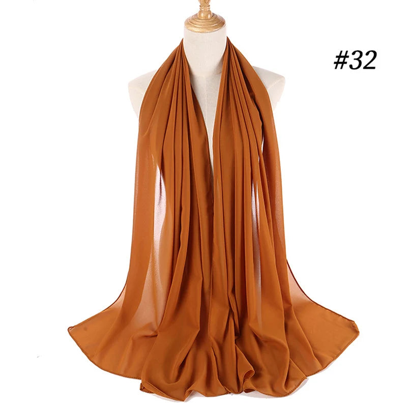 Hijab musulman en mousseline pour femmes, écharpe en mousseline bulle, voile pour femmes, musulmanes, islamiques, de couleur unie, malaisiennes, écharpes foulard musulman