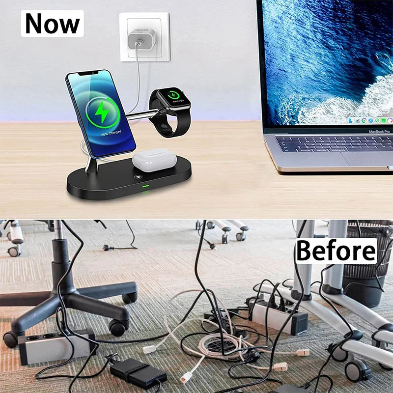 3-in-1 Magnetisches kabelloses Ladegerät für iPhone 16 15 14 13 12, Schnellladestation für Apple Watch 10 9 8 7 6 5 4, Airpods 2 3 Pro