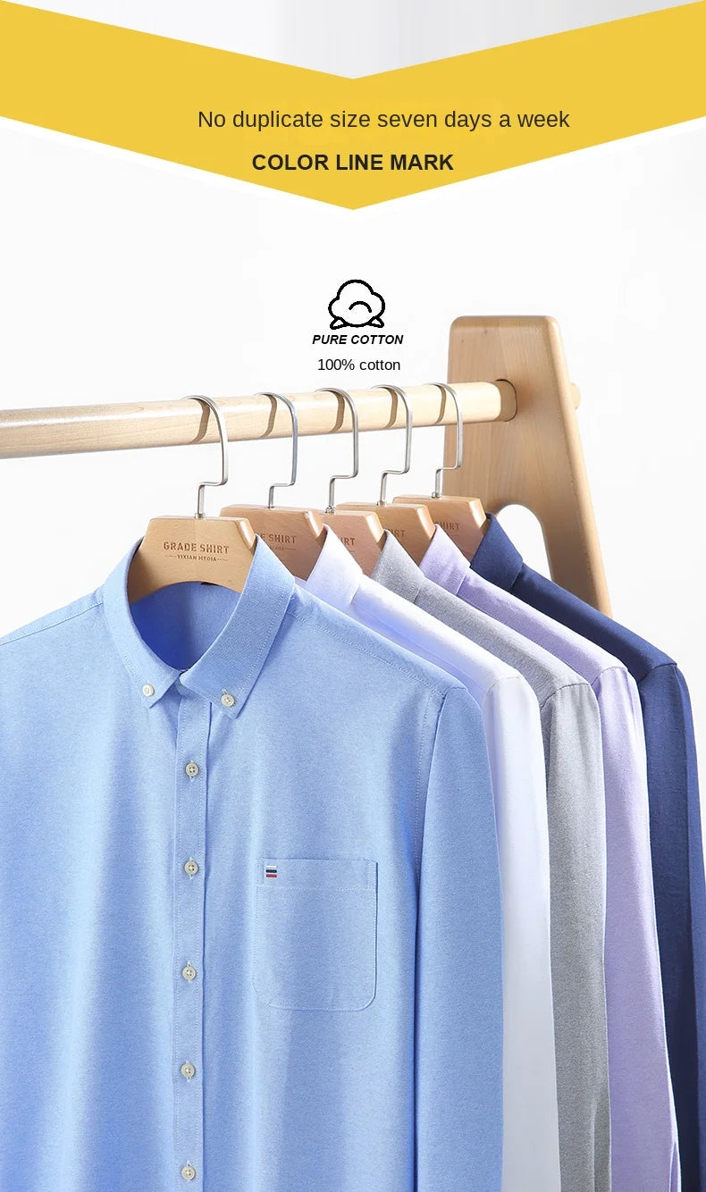 100-220 catties Plus Size Men's Shirt 100% Cotton Long Sleeve Business Casual All Oxford Spinning Plus Size Plaid Shirt