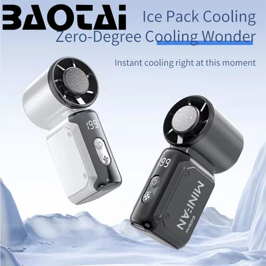 BAOTAI Portable Mini Handheld Turbo Fan LED Display Mini High Speed Handheld Fan, Outdoor Cooling,Desk Fan, Rechargeable Fan