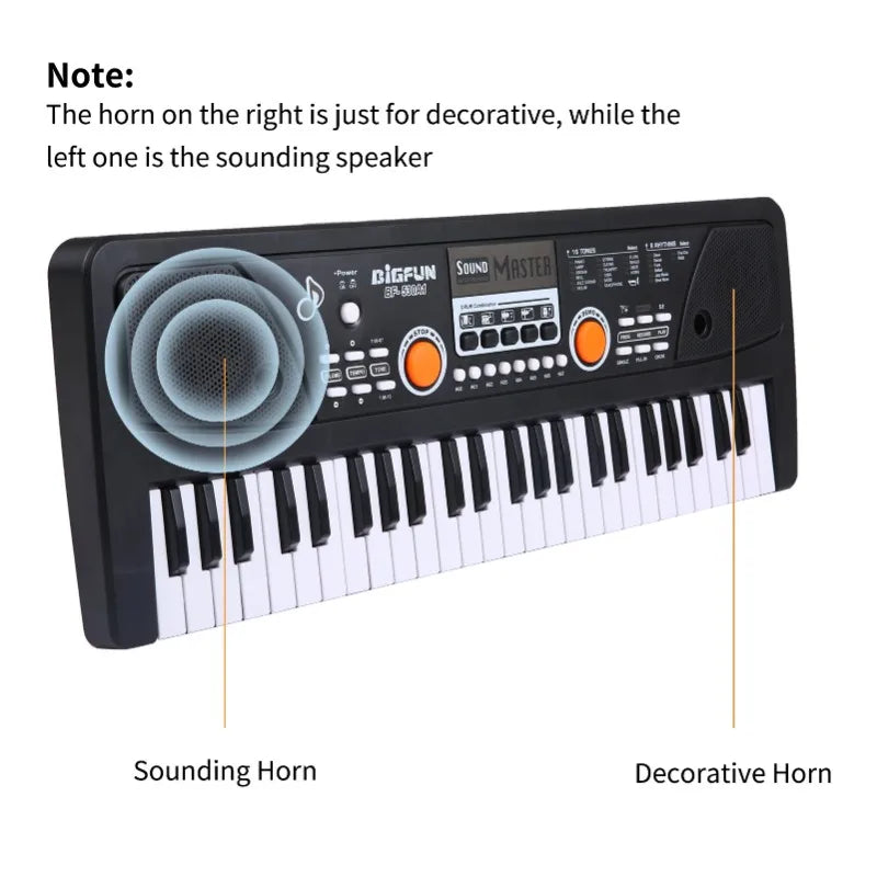 49 Keys USB Electric Piano & Microphone Digital Music Electronic Keyboard 16 Tones 8 Rhythms 6 Demo Songs Music Gifts for Kids