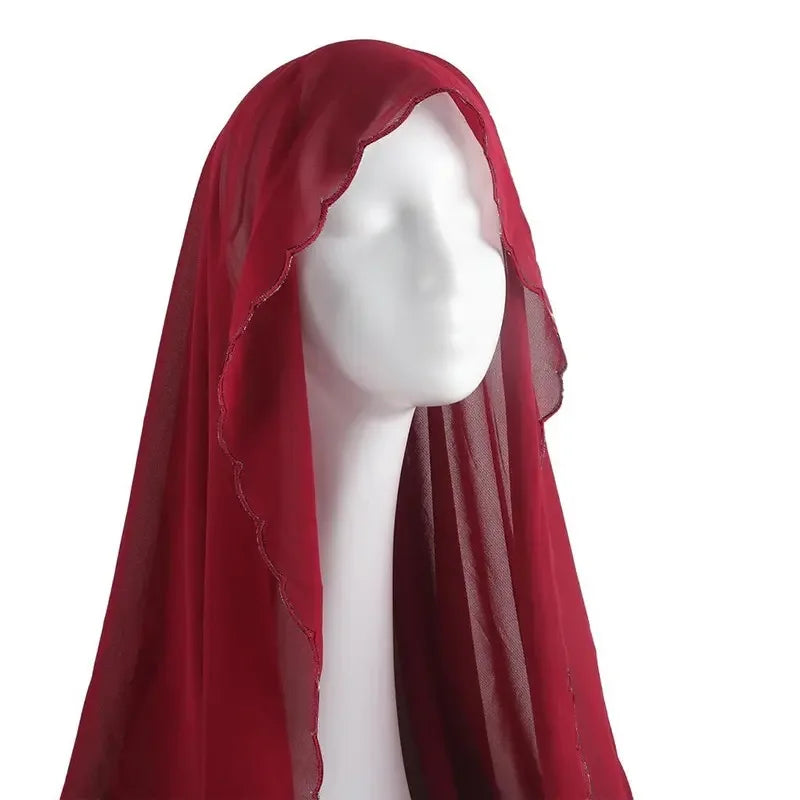 Châles Hijab en mousseline de soie pour femme, écharpe en dentelle, foulards unis, foulards pour femme, voile musulman 70*180cm
