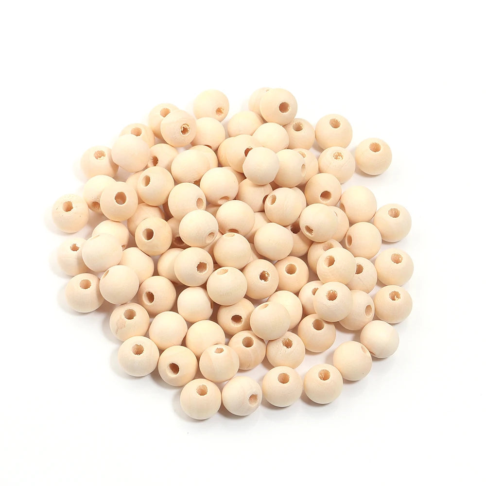 30-100 pièces/lot Perles rondes en bois couleur bûche 6/8/10/12/14/16/18/20/25/30mm Perles entretoises lâches pour accessoires de fabrication de bijoux DIY