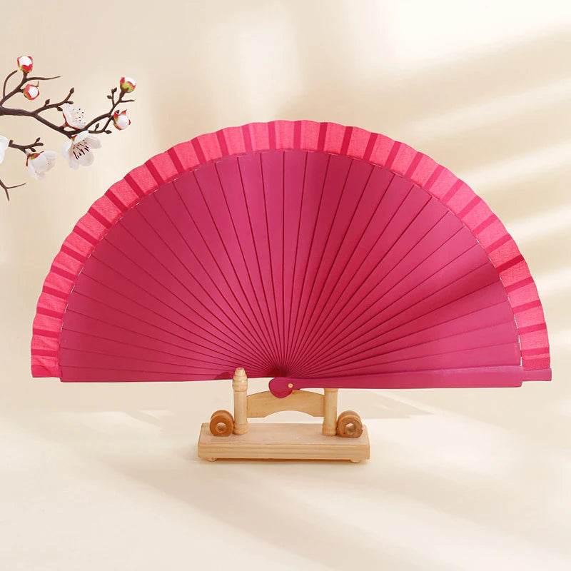 1PC Plain Wood Folding Hand Held Fans Solid Color Spanish Dance Performance Wooden Fans Wedding Hand-Painted Ornament Gift