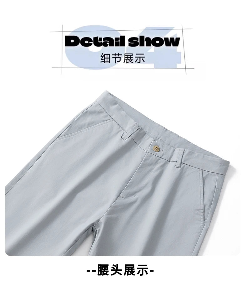 2025 Stretch Herrenhose Straight Fit Baumwolle Golfhose Herren Frühling Sommer Anzughose Büro Arbeit Freizeit Schwarz Marineblau Khaki