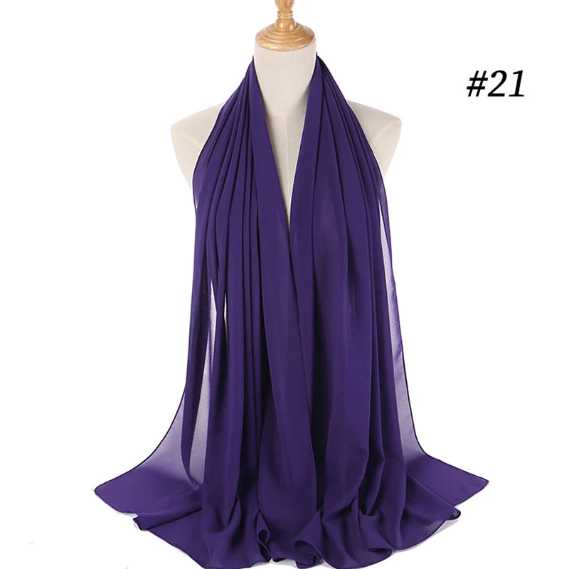 Hijab musulman en mousseline pour femmes, écharpe en mousseline bulle, voile pour femmes, musulmanes, islamiques, de couleur unie, malaisiennes, écharpes foulard musulman