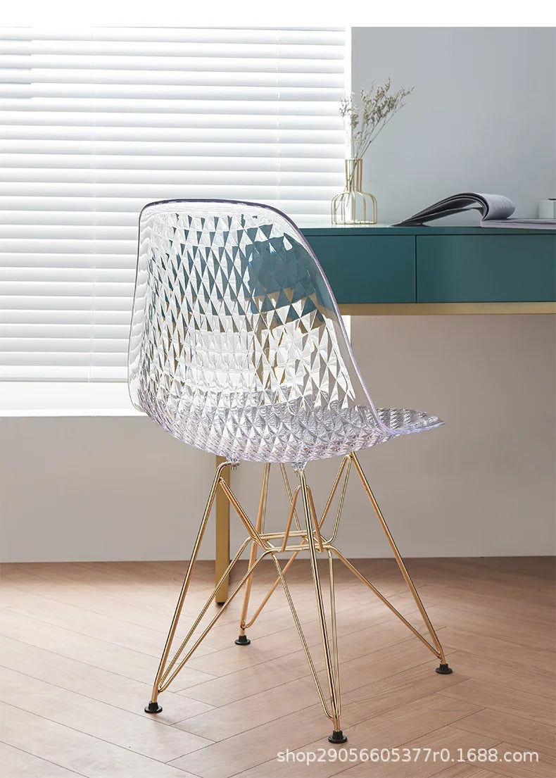 Nordic Transparent Eames Plastic Dining Bar Chair for Cafe Negotiation Simple Wholesale Seating