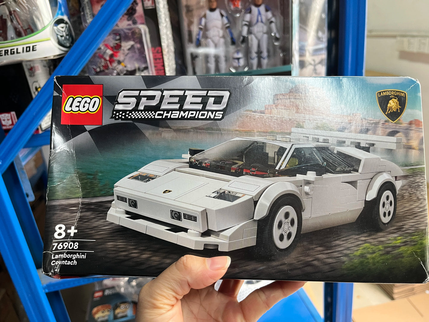 LEGO Speed Champions Lamborghini Countach 76908 Rennwagen-Spielzeug-Sammelbausatz Rennfahrer-Minifigur als Geburtstagsgeschenk