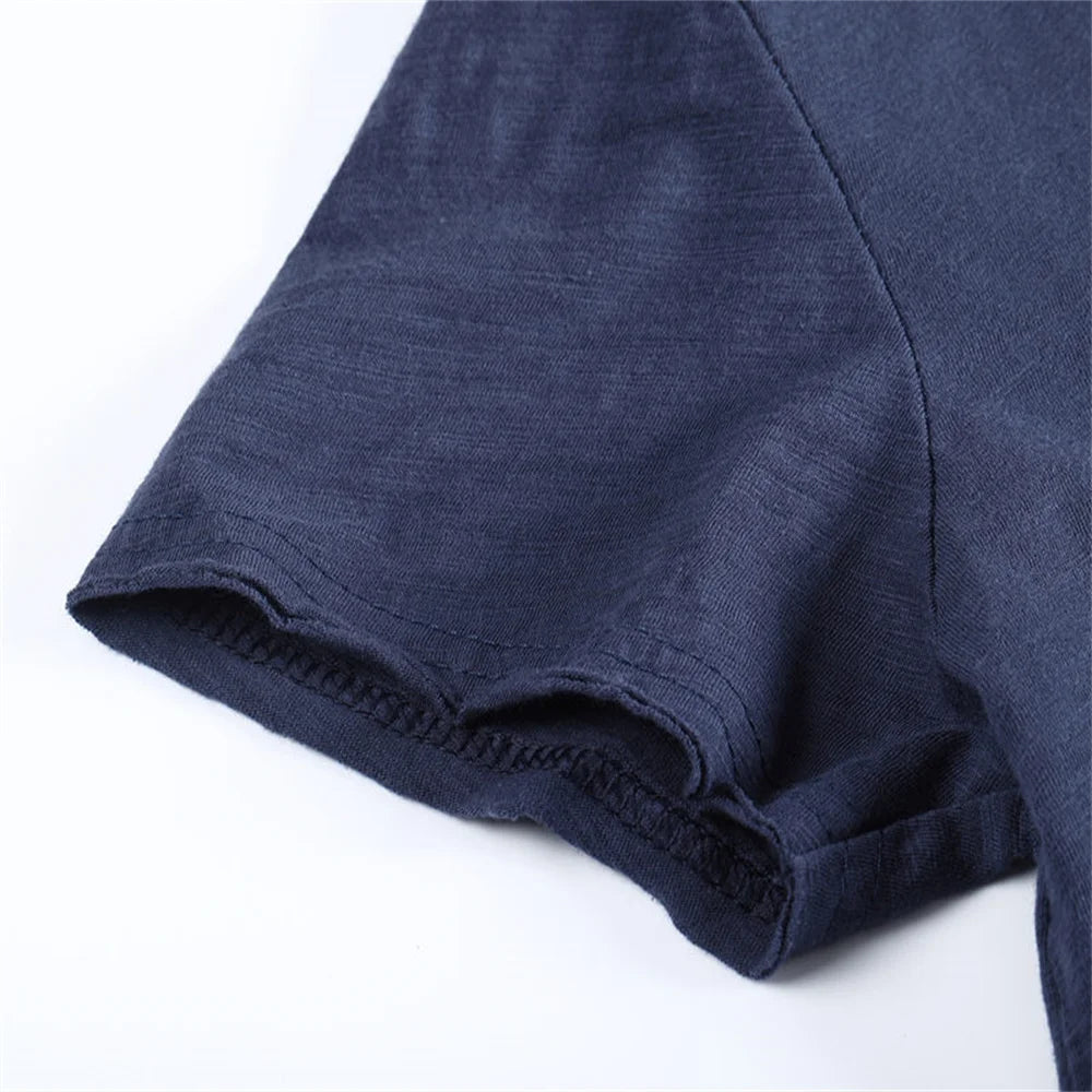AIOPESON 5 PCS SET 100% COTTON V-neck T-shirts Men Casual Slim Fit Solid Color Summer T Shirt for Men Brand New Quality