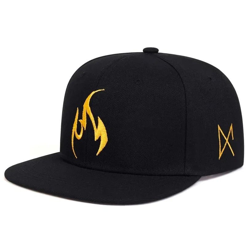 Unisex Flammenstickerei Hip-Hop-Mützen Frühling Herbst Outdoor Verstellbare Freizeit-Baseballkappen Trucker-Mützen Sonnenhut