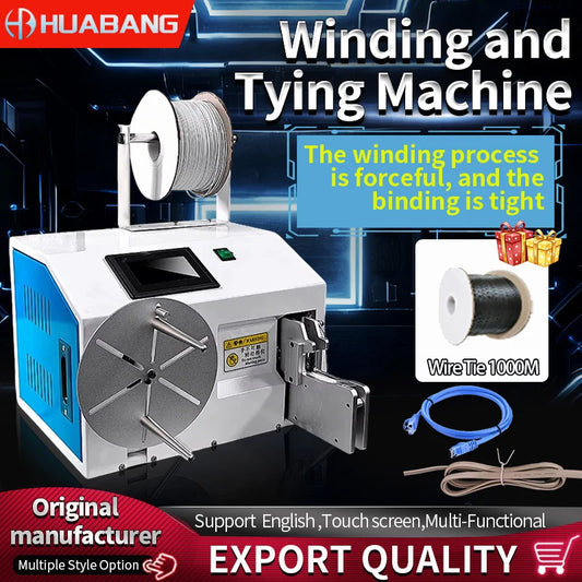 2 in1 Automatic Wire Winding and Tying Machine 3-60mm Bundling Machine with Wrie Tie Professional Touch Screen Cable Cord Winder